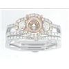 14K White Gold 0.19CTW Diamond Wedding Ring Set - REF-33A4N