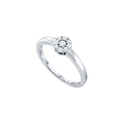 0.2 CTW Natural Diamond Cluster Bridal Engagement Ring 14K White Gold
