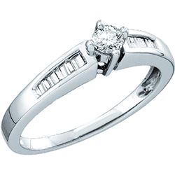 0.25 CTW Natural Diamond Solitaire Bridal Engagement Ring 10K White Gold