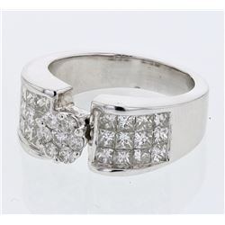 Princess Invisible-Set Diamond Ring in 14K White Gold - REF-232W3H