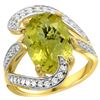 Image 1 : Natural 6.22 ctw lemon-quartz & Diamond Engagement Ring 14K Yellow Gold - REF-129H2W