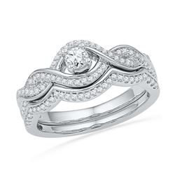 0.5 CTW Natural Diamond Bridal Engagement Ring 10K White Gold