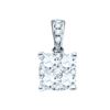 Image 1 : 0.71 CTW Natural Diamond Square Cluster Charm Pendant 18K White Gold
