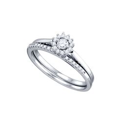 0.24 CTW Natural Diamond Halo Bridal Ring 10K White Gold