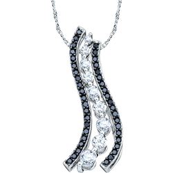 0.5 CTW Black Colored Diamond Journey Love Anniversary Fine Pendant 10K White Gold