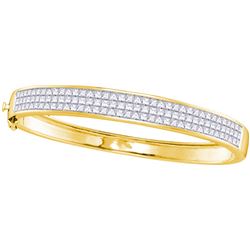 6.01 CTW Princess Natural Diamond Luxury Bangle Bracelet 14K Yellow Gold