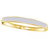Image 1 : 6.01 CTW Princess Natural Diamond Luxury Bangle Bracelet 14K Yellow Gold