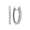 Image 1 : 0.25 CTW Natural Pave-set Diamond Slender Oblong Classic Hoop Earrings 14K White Gold
