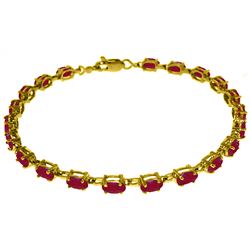 Genuine 8 ctw Ruby Bracelet Jewelry 14KT Yellow Gold - REF-119K7V