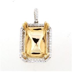 14K TwoTone Gold 0.28CTW SemiMount Slider w/Chain - REF-69H3W