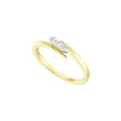 0.1 CTW 3-stone Natural Diamond Slender Bridal Promise Ring 10K Yellow Gold
