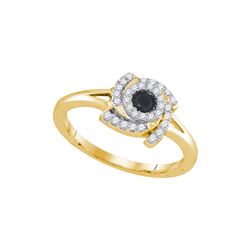 0.32 CTW Black Colored Diamond Bridal Engagement Ring 10K Yellow Gold