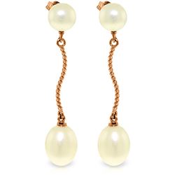 Genuine 10 ctw Pearl Earrings Jewelry 14KT Rose Gold - REF-19A2K