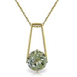 Genuine 1.45 ctw Green Amethyst Necklace Jewelry 14KT Yellow Gold - REF-19K2V