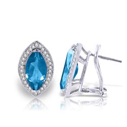 Genuine 4.8 ctw Blue Topaz & Diamond Earrings Jewelry 14KT White Gold - REF-103Z3N