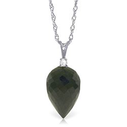 Genuine 12.3 ctw Black Spinel & Diamond Necklace Jewelry 14KT White Gold - REF-23Z6N