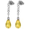 Genuine 3.3 ctw Citrine & Diamond Earrings Jewelry 14KT White Gold - REF-42V9W