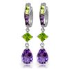 Genuine 5.38 ctw Peridot & Amethyst Earrings Jewelry 14KT White Gold - REF-62Y7F