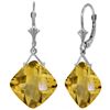 Genuine 17.5 ctw Citrine Earrings Jewelry 14KT White Gold - REF-39P3H