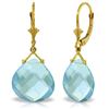 Genuine 17 ctw Blue Topaz Earrings Jewelry 14KT Yellow Gold - REF-38M2T