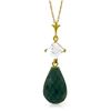 Genuine 9.3 ctw Green Sapphire Corundum & White Topaz Necklace Jewelry 14KT Yellow Gold - REF-26A6K