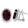 Genuine 12.46 ctw Garnet & Diamond Earrings Jewelry 14KT White Gold - REF-130V2W