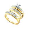 Image 1 : 0.07 CTW His & Hers Natural Diamond Solitaire Matching Bridal Ring 14K Multi-Tone Gold