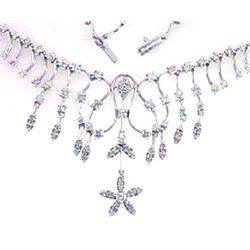 14K White Gold 3.49CTW Diamond Necklace - REF-415A2N