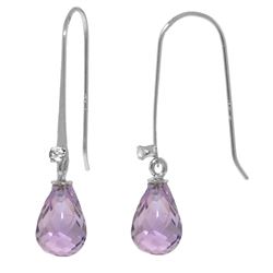 Genuine 1.38 ctw Amethyst & Diamond Earrings Jewelry 14KT White Gold - REF-14T6A