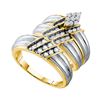 Image 1 : 0.74 CTW His & Hers Natural Diamond Cluster Matching Bridal Ring 14K Multi-Tone Gold