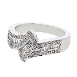 14K WhiteGold 0.54CTW Baguette Fashion Ring - REF-106W2H