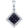 Image 1 : 0.3 CTW Black Colored Diamond Square Cluster Pendant 10K White Gold