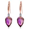 Genuine 19.1 ctw Amethyst & Diamond Earrings Jewelry 14KT Rose Gold - REF-41Y3F