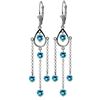 Genuine 3 ctw Blue Topaz Earrings Jewelry 14KT White Gold - REF-48Y9F