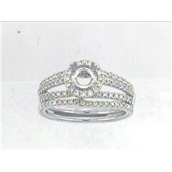 14K White Gold 0.71CTW Diamond Wedding Ring Set - REF-87H2W