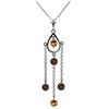 Genuine 1.50 ctw Citrine & Garnet Necklace Jewelry 14KT White Gold - REF-29K7V