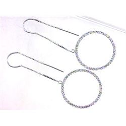 14K White Gold 1.12CTW Diamond Earring - REF-102W2H