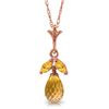Genuine 1.70 ctw Citrine Necklace Jewelry 14KT Rose Gold - REF-16R3P