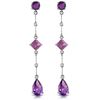 Genuine 6.06 ctw Amethyst & Diamond Earrings Jewelry 14KT White Gold - REF-33X8M