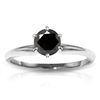 Genuine 1.0 ctw Black Diamond Ring Jewelry 14KT White Gold - REF-81A2K