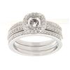 14K White Gold 0.65CTW Diamond Wedding Ring Set - REF-129W3H