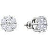 Image 1 : 2 CTW Natural Diamond Flower Cluster Large Screwback Stud Fine Earrings 14K White Gold