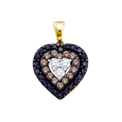 0.5 CTW Black Colored Diamond Heart Love Pendant 14K Yellow Gold