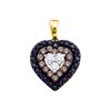 0.5 CTW Black Colored Diamond Heart Love Pendant 14K Yellow Gold