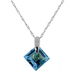 Genuine 1.16 ctw Blue Topaz Necklace Jewelry 14KT White Gold - REF-13F2Z