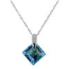 Genuine 1.16 ctw Blue Topaz Necklace Jewelry 14KT White Gold - REF-13F2Z