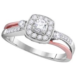 0.48 CTW Natural Diamond Bridal Engagement Anniversary Ring 10K Multi-Tone Gold
