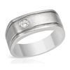 14K White Gold 0.19CTW Diamond Gent's Ring - REF-101H2W