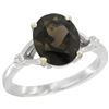 Natural 2.41 ctw Smoky-topaz & Diamond Engagement Ring 10K White Gold - REF-24V6F