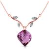 Genuine 10.77 ctw Amethyst & Diamond Necklace Jewelry 14KT Rose Gold - REF-40P5H